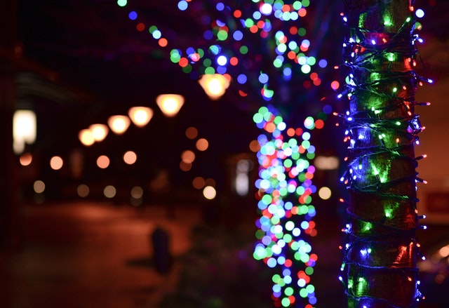 vánoční dekorace, barevná světýlka